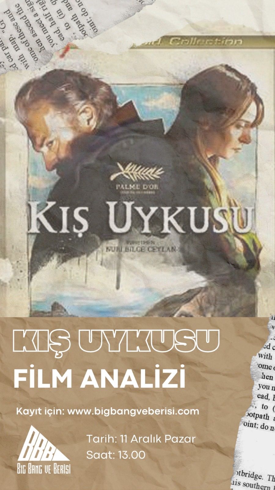 Kış Uykusu Film Analizi ve Nuri Bilge Ceylan Sineması Üzerine Sohbet duyuru görseli